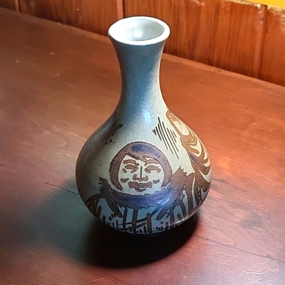 Inuit Alaska Painted Pottery Vase